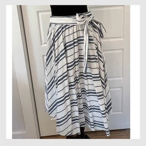 Striped White and Navy Women's Skirt